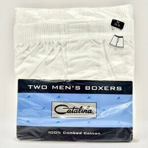 Vintage Catalina Men’s Boxers 2 Pack White Medium 34-36 100% Cotton 1998 NEW